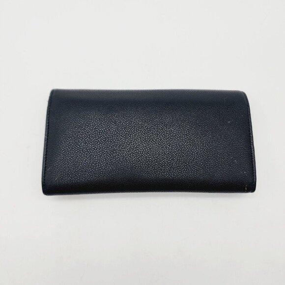 Kenneth Cole Reaction Wallet Black Clutch Trifold Vegan Leather Snap Inside Zip - Picture 6 of 8